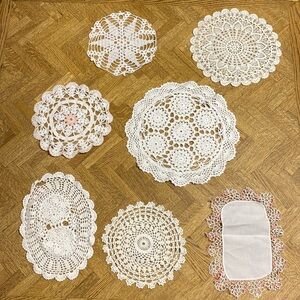 Vintage handmade lace doilies